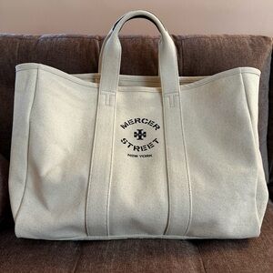 Tory Burch Mercer Street NY Exclusive Cream Canvas Tote Bag
